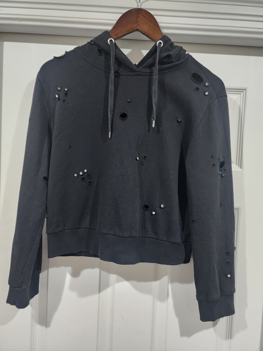 PINKO Womens Black Cropped Hoodie
